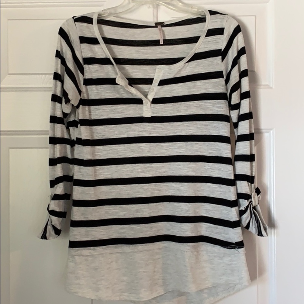 Poof black striped top